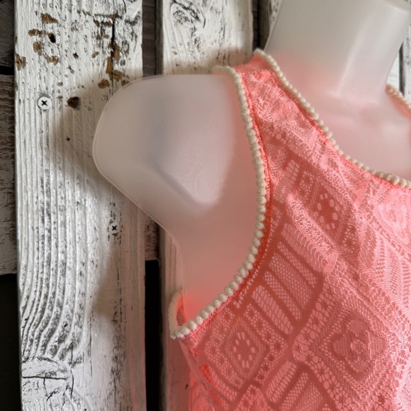 O’rageous Full Lace Pink Floral Tank Top Size Large Boho Unique Beach Romantic - Picture 4 of 11